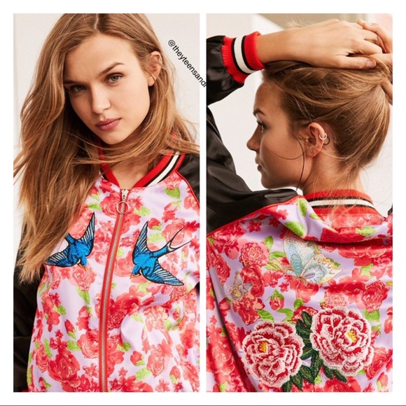 Urban Outfitters Silky Embroidered Bomber Jacket - Picture 4 of 8